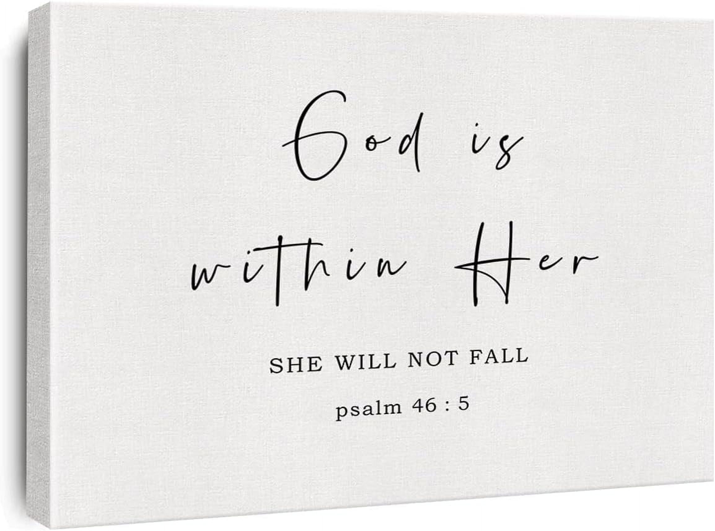 YCCJ-Bible Verse Canvas Print Decor God is Within Her She will Not Fall Wall Painting Posters Artwork 12\\u201dX15\\u201d Rustic Home Office Decoration (Unframed)